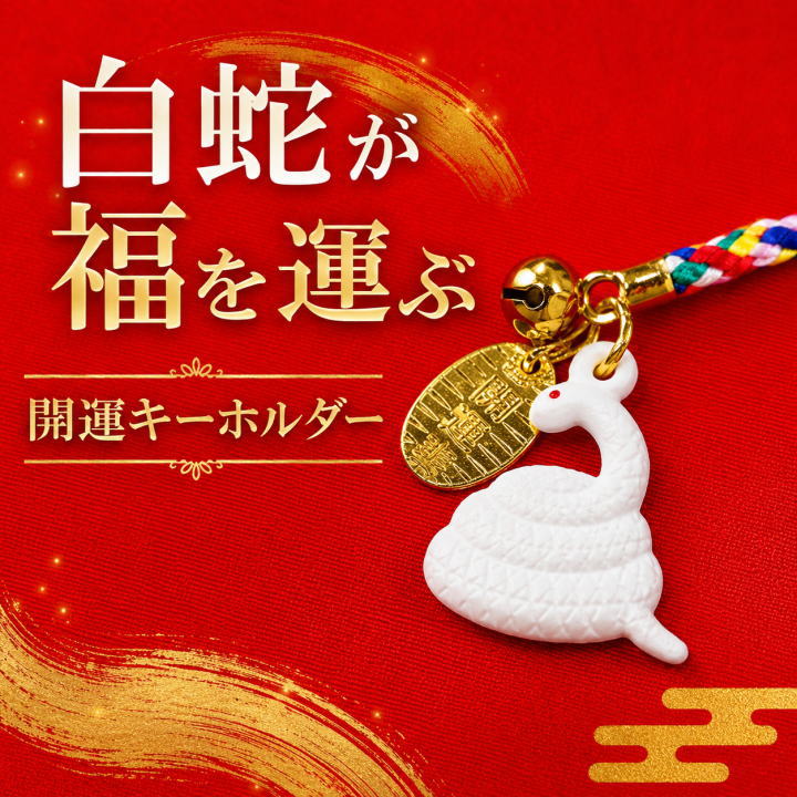 財運白蛇キーフォルダー